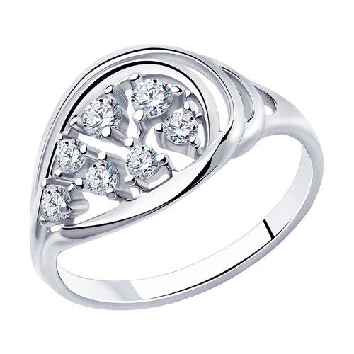 Кольцо из серебра с фианитами DIAMANT ( SOKOLOV ) 94-110-00566-1 покрыто  родием