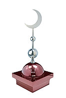 Купол на мазар "БАЙ". Цвет бордо с плоским полумесяцем d-230 серебро с 2-мя шарами. 25,5 х 25,5 см.