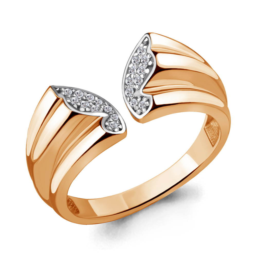 Серебряное кольцо Фианит Aquamarine 68490А.6 позолота