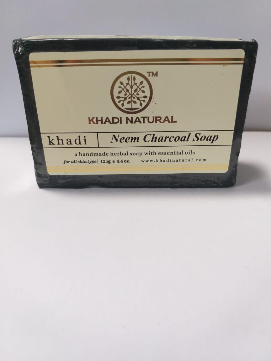Мыло с Нимом и древесным углем, 125 гр, Кхади, Neem Charcoal Soap KHADI