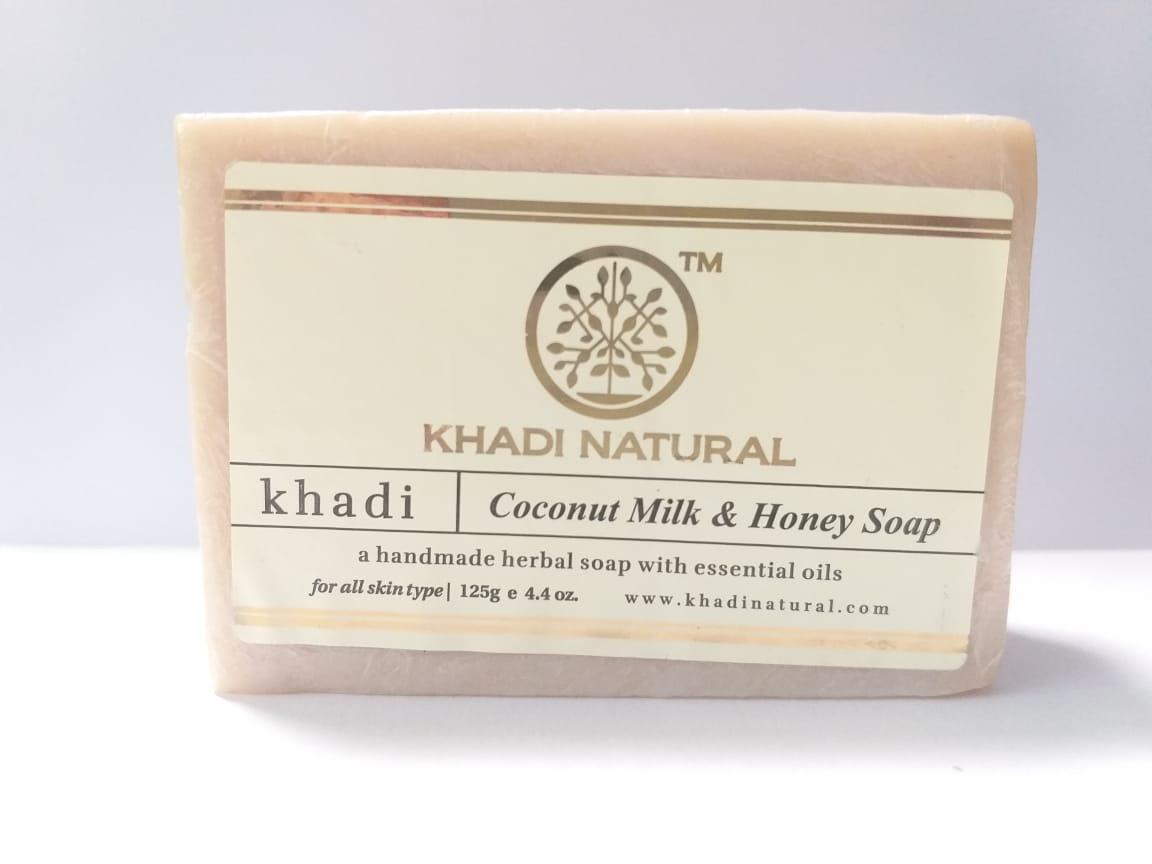 Мыло Кхади на основе кокосового молока и меда (Coconut Milk & Honey Soap KHADI), 125 гр - фото 1 - id-p91580636