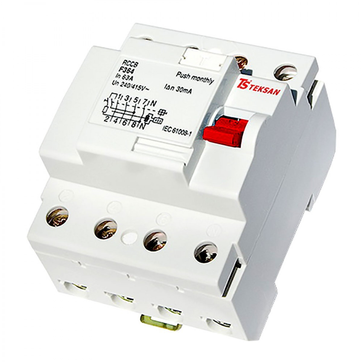 ВЫКЛЮЧАТЕЛИ ДИФФЕРЕНЦИАЛЬНЫЕ ДЛЯ ЗАЩИТНОГО ОТКЛЮЧЕНИЯ (УЗО) TEKSAN 4P 40A 30MA NEW, фото 1