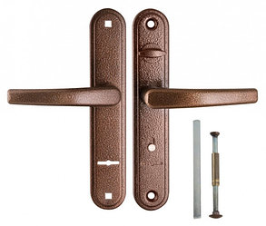 Ручки на планке Вега (антик ) с задвижкой для сувальдного замка.