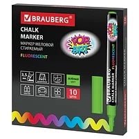 Маркер меловой BRAUBERG "POP-ART", сухостираемый, для гладких поверхностей, 3,5 мм, ЗЕЛЕНЫЙ, фото 2