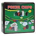 Набор для игры в покер профессиональный 500 Poker Chips с сукном в жестяной банке