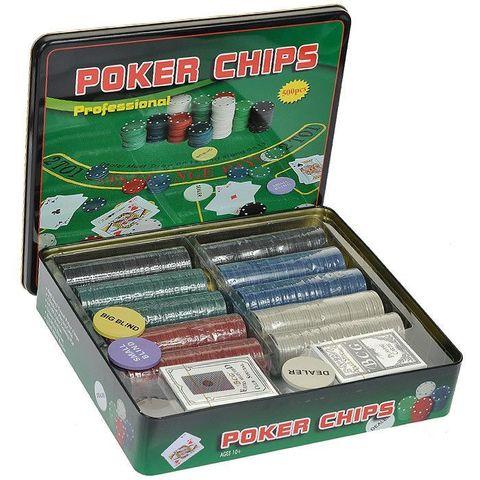 Набор для игры в покер профессиональный 500 Poker Chips с сукном в жестяной банке - фото 8 - id-p91609078