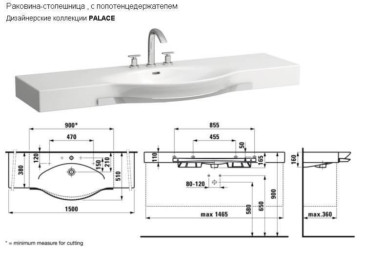 Раковина Laufen PALACE 150х51 с полотенцесушителем белая (8127060001041) - фото 2 - id-p91626878