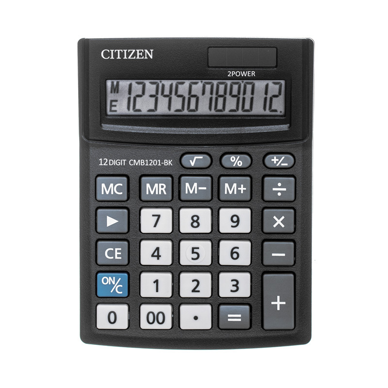 Калькулятор настольный Citizen Business Line CMB1201-BK, 12 разрядов, двойное питание, черный