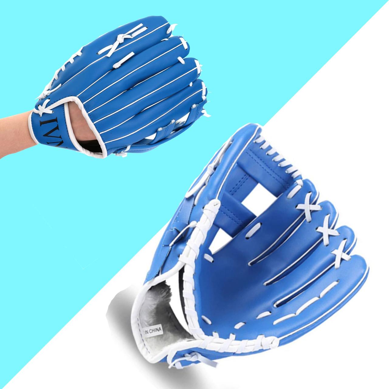 Бейсбольная перчатка ловушка тренировочные обхват руки 28 см размер 10,5" синяя - фото 1 - id-p91648884