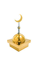 Купол "БАЙ" на мазар. Цвет золото с золотым плоским полумесяцем d-180. На колонну 25,5 х 25,5 см.