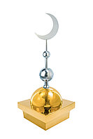 Купол на мазар "БАЙ". Цвет золото с плоским полумесяцем d-230 серебро с 2-мя шарами. 25,5 х 25,5 см.