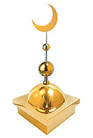 Купол "БАЙ" на мазар. Цвет золото с золотым плоским полумесяцем d-230 с 2-мя шарами. 39,5 х 39,5 см.