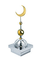 Купол "БАЙ" на мазар. Цвет серебро с золотым объемным полумесяцем d-230 с 2-мя шарами. 25,5 х 25,5 см.