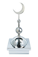 Купол на мазар "БАЙ". Цвет серебро с объемным полумесяцем d-230 серебро с 2-мя шарами. 39,5 х 39,5 см.