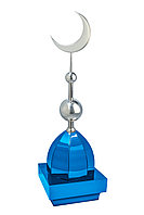 Купол на мазар "ШАХ". Цвет синий с объемным полумесяцем d-230 серебро с 2-мя шарами. На колонну 25,5 х 25,5 см