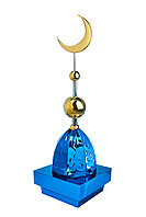 Купол на мазар "ШАХ". Синий с орнаментом и золотым объемным полумесяцем d-230 с 2-мя шарами