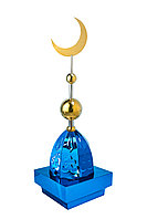 Купол на мазар "ШАХ". Синий с орнаментом и золотым плоским полумесяцем d-230 с 2-мя шарами