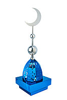 Купол на мазар "ШАХ". Синий с орнаментом и плоским полумесяцем d-230 серебро с 2-мя шарами