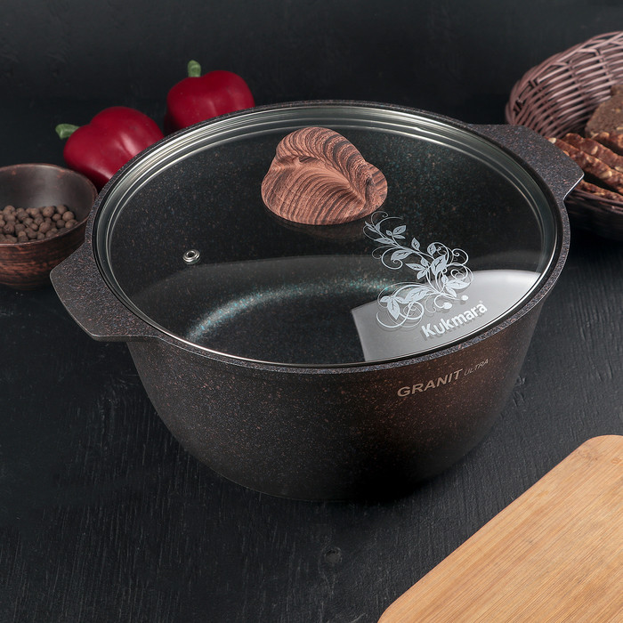 Кастрюля-жаровня Granit ultra, 5 л, со стеклянной крышкой, антипригарное покрытие, цвет синий