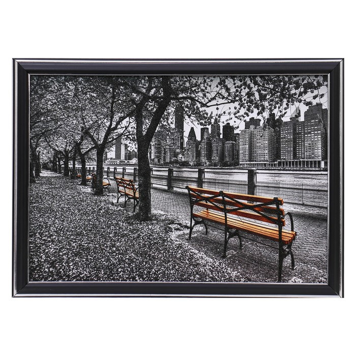 Картина "Городские скамеечки" 25х35 см (28х38см)