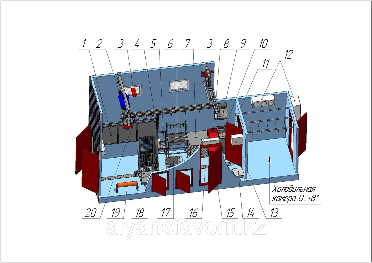 Модульный цех убоя КРС на 3 туши