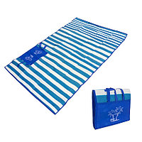 Пляжный коврик сумка складной Пальмы 150 на 170 см синий