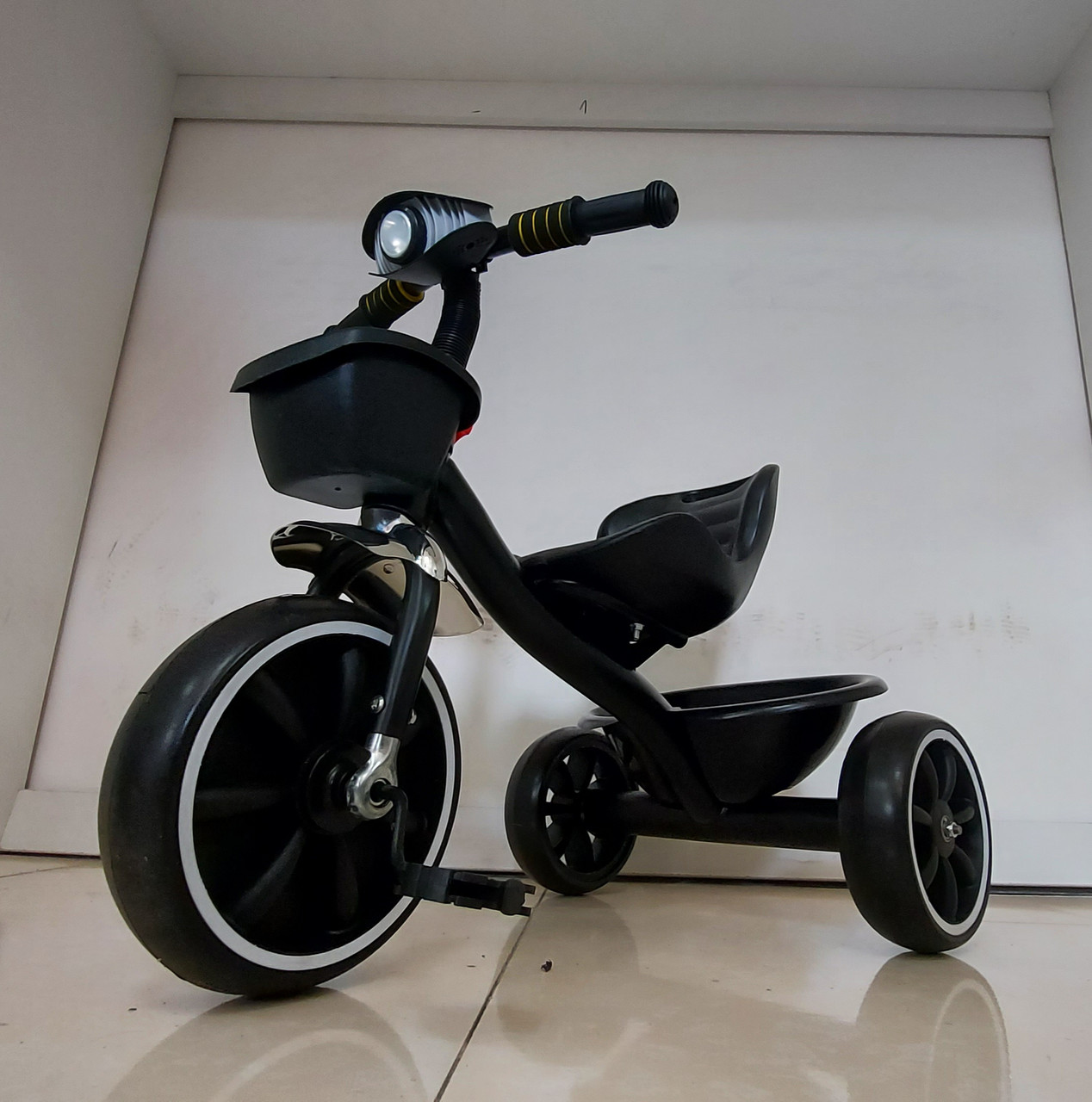 Детский трехколесный велосипед "Черный Бумер" с фарой. Kaspi RED. Рассрочка.