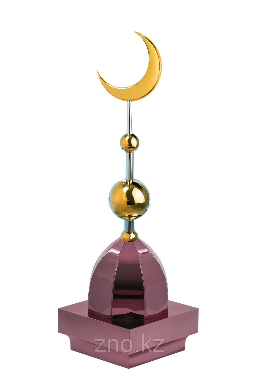 Купол на мазар "ШАХ". Цвет бордо с золотым объемным полумесяцем d-230 с 2-мя шарами. На колонну 25,5 х 25,5 см - фото 1 - id-p91736939