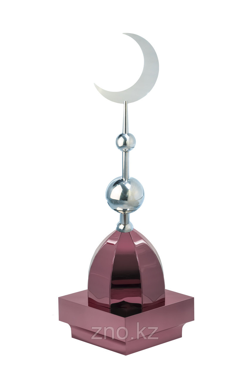 Купол на мазар "ШАХ". Бордо с плоским полумесяцем d-230 с 2-мя шарами серебро. На колонну 25,5 х 25,5 см. - фото 1 - id-p91736966