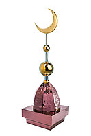 Купол на мазар "ШАХ". Бордо с орнаментом и золотым объемным полумесяцем d-230 с 2-мя шарами