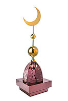 Купол на мазар "ШАХ". Бордо с орнаментом и золотым плоским полумесяцем d-230 с 2-мя шарами