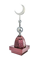 Купол на мазар "ШАХ". Бордо с орнаментом и объемным полумесяцем d-230 серебро с 2-мя шарами.
