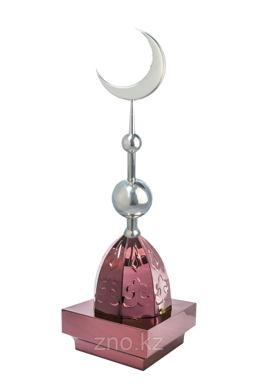 Купол на мазар "ШАХ". Бордо с орнаментом и объемным полумесяцем d-230 серебро с 2-мя шарами. - фото 1 - id-p91737175
