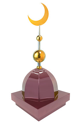 Купол на мазар "ШАХ". Цвет бордо с золотым плоским полумесяцем d-230 с 2-мя шарами. На колонну 39,5 х 39,5 см., фото 2
