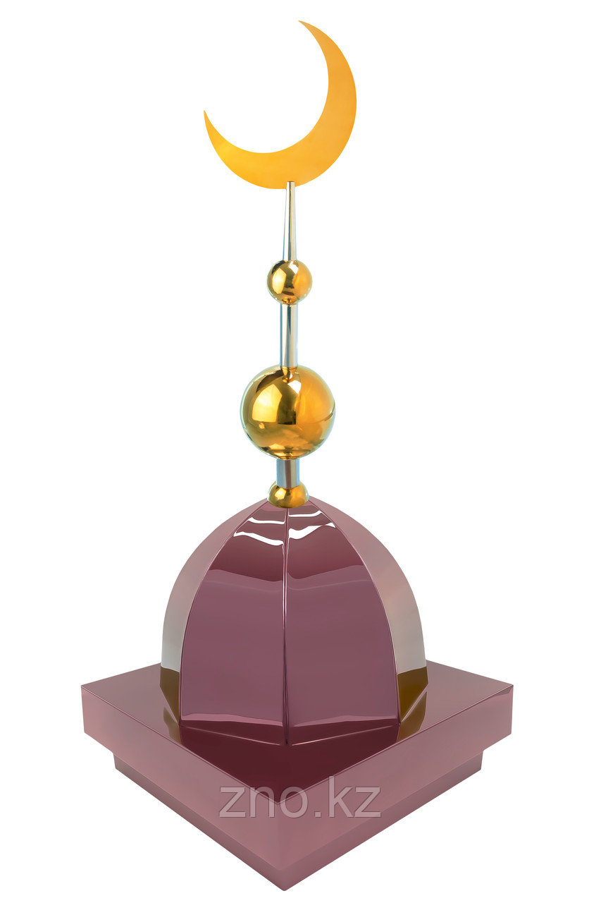 Купол на мазар "ШАХ". Цвет бордо с золотым плоским полумесяцем d-230 с 2-мя шарами. На колонну 39,5 х 39,5 см. - фото 1 - id-p91737199