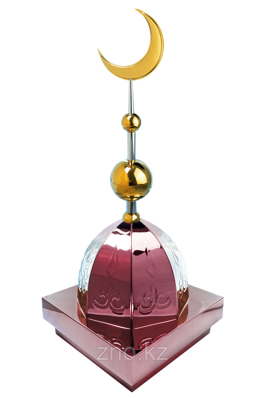 Купол на мазар "ШАХ". Бордо с орнаментом и золотым объемным полумесяцем d-230 с 2-мя шарами. 39,5 х 39,5 см. - фото 1 - id-p91737220