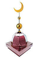 Купол на мазар "ШАХ". Бордо с орнаментом и золотым плоским полумесяцем d-230 с 2-мя шарами. 39,5 х 39,5 см.