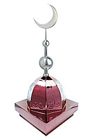 Купол на мазар "ШАХ". Бордо с орнаментом и объемным полумесяцем d-230 серебро с 2-мя шарами. 39,5 х 39,5 см.