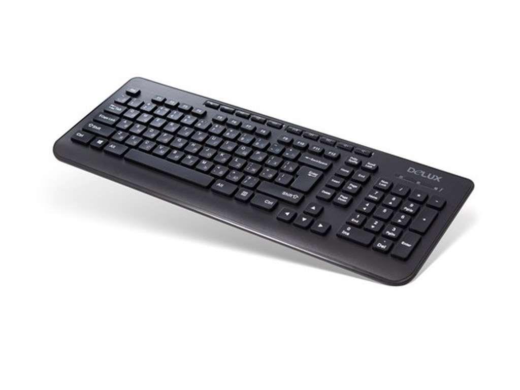 Клавиатура Delux DLK-02UB черная, USB, Анг/Рус/Каз