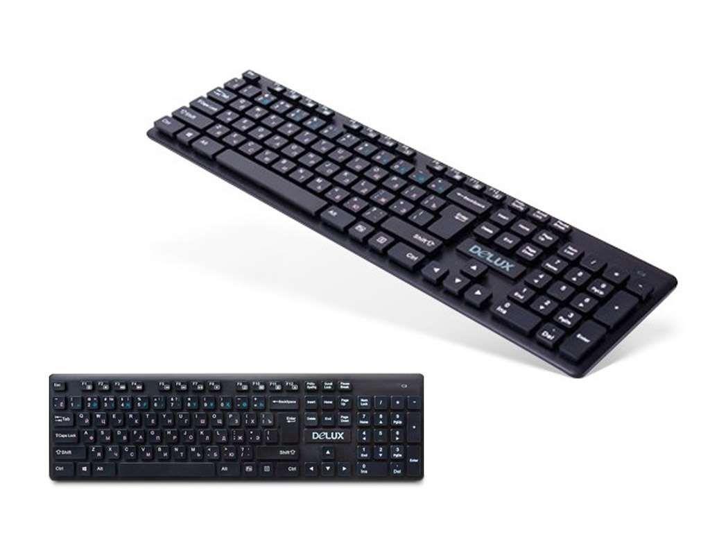 Клавиатура беспроводная Delux DLK-150GB черная, Анг/Рус/Каз