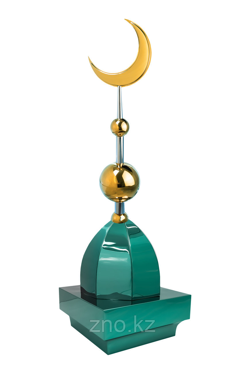 Купол на мазар "ШАХ". Цвет зеленый с золотым объемным полумесяцем d-230 с 2-мя шарами. На колонну 25,5 х 25,5 - фото 1 - id-p91760180