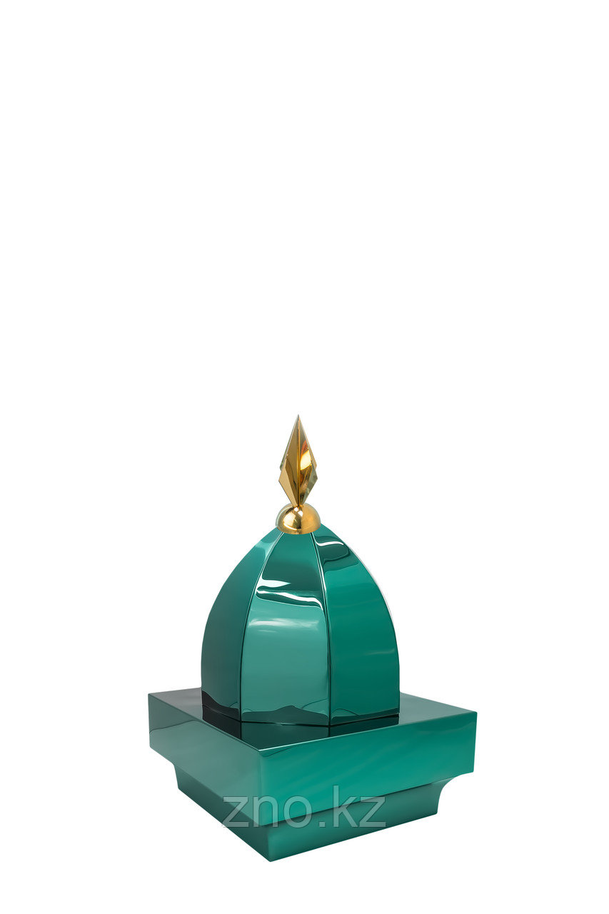 Купол на мазар "ШАХ". Цвет зеленый с золотым декоративным пером. На колонну 25,5 х 25,5 см. - фото 1 - id-p91760781