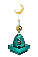 Купол на мазар "ШАХ". Зеленый с орнаментом и золотым объемным полумесяцем d-230 с 2-мя шарами