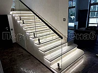 Стеклодержатель литой напольный, плоский 50х50х190 мм, для стекла 10-12 мм, полированный (aisi 304)