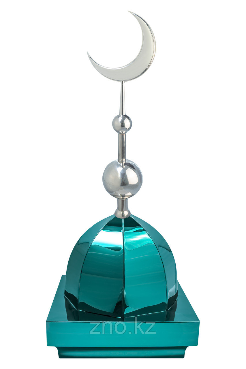 Купол на мазар "ШАХ". Цвет зеленый с объемным полумесяцем d-230 серебро с 2-мя шарами. На колонну 39,5 х 39,5 - фото 1 - id-p91765412