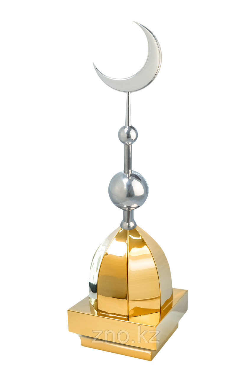 Купол на мазар "ШАХ". Цвет золото с объемным полумесяцем d-230 серебро с 2-мя шарами. На колонну 25,5 х 25,5 - фото 1 - id-p91765765