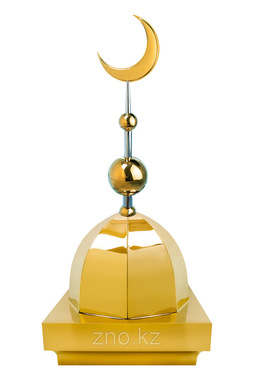 Купол на мазар "ШАХ". Цвет золото с золотым объемным полумесяцем d-230 с 2-мя шарами. На колонну 39,5 х 39,5 - фото 1 - id-p91768435