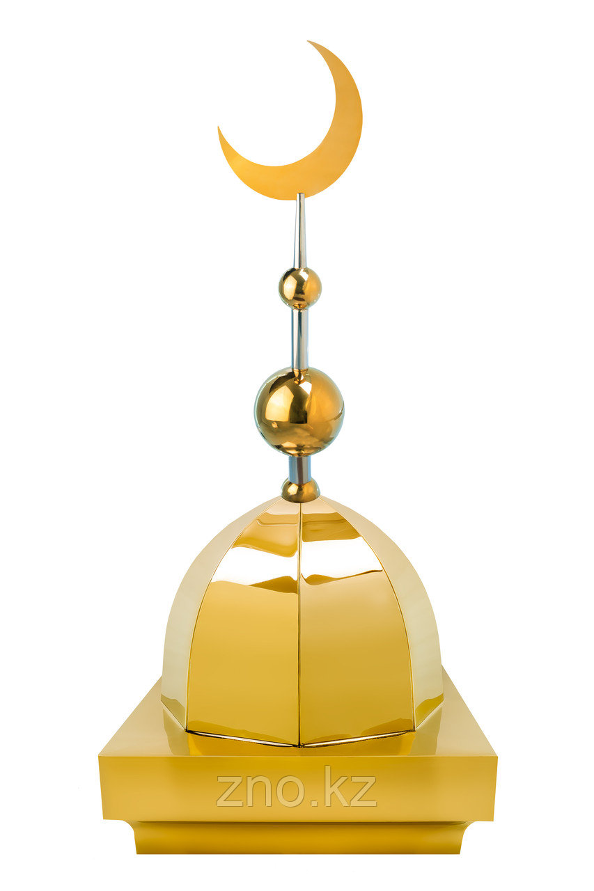 Купол на мазар "ШАХ". Цвет золото с золотым плоским полумесяцем d-230 с 2-мя шарами. На колонну 39,5 х 39,5 - фото 1 - id-p91768437
