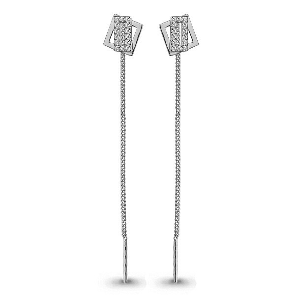Серьги Aquamarine серебро с родием, фианит, квадрат 45485А.5