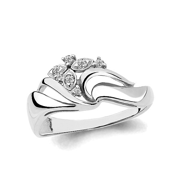 Кольцо Aquamarine серебро с родием, фианит, геометрия 64853А.5